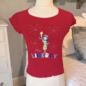 Statue of Liberty Red Cotton Shirt The Childrens Place Top Girls 10/12 Large